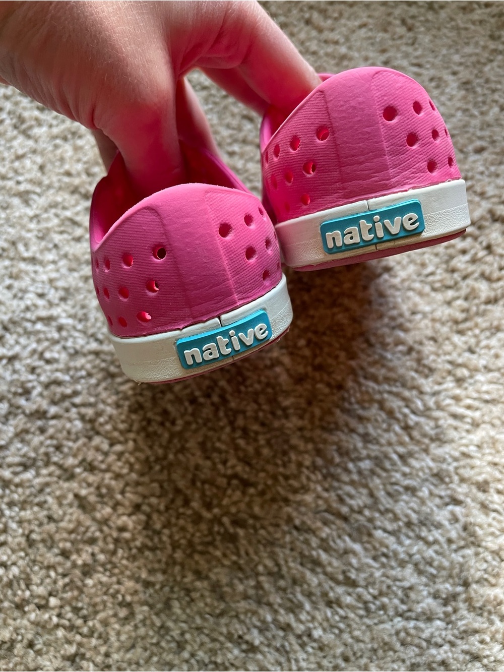 Native Shoes Kids Slip-On Water Shoes in Bright Pink with White Toe - Picture 4 of 6